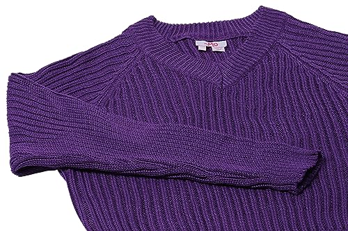 myMo Damski sweter z dzianiny prążkowanej z dekoltem w serek poliester fioletowy rozmiar XS/S, liliowy, XS