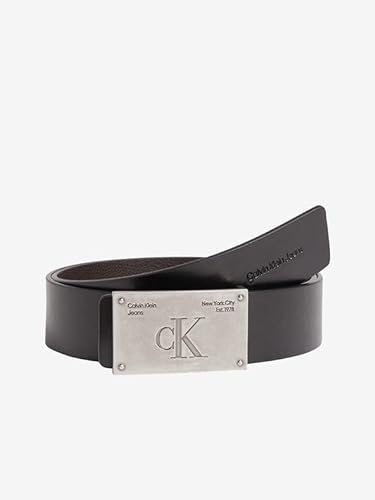 Calvin Klein Jeans Męski pasek z ćwiekami REV 40 mm CKJ, czarny/gorzki brąz, 85