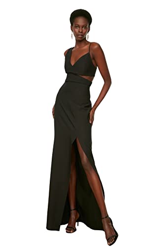 Trendyol Damska sukienka maxi Basic Regular Woven Evening, Czarny, 66