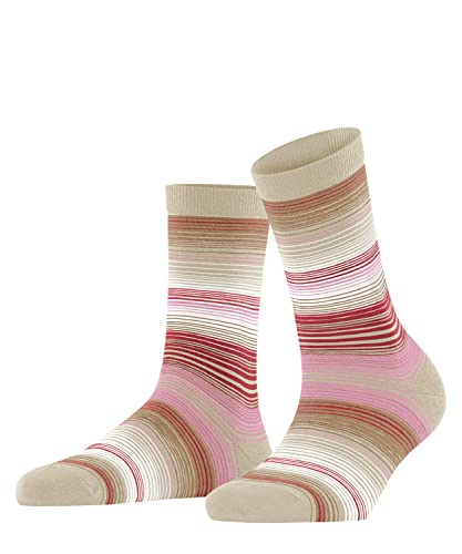 Burlington Kobiety Skarpety Stripe W SO Bawełna z wzorem 1 Para, Beżowy (Gravel 4840), 36-41