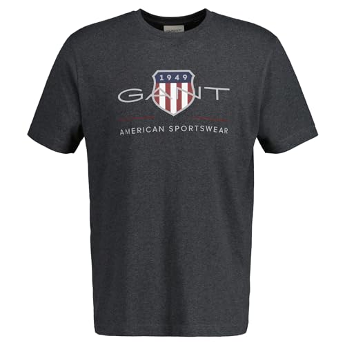 GANT Męski t-shirt Reg Archive Shield Emb SS, Antracyt melanż, 5XL