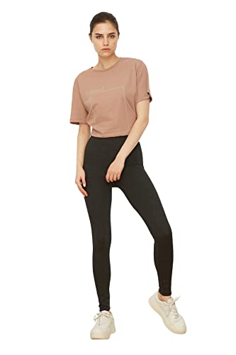 Trendyol Damskie antracytowe legginsy z dzianiny z wysokim stanem, Antracyt, M