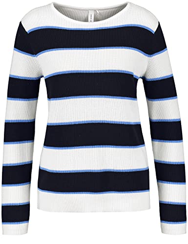 GERRY WEBER Edition Sweter damski, Niebieski/Ecru/Bia?e paski, 36