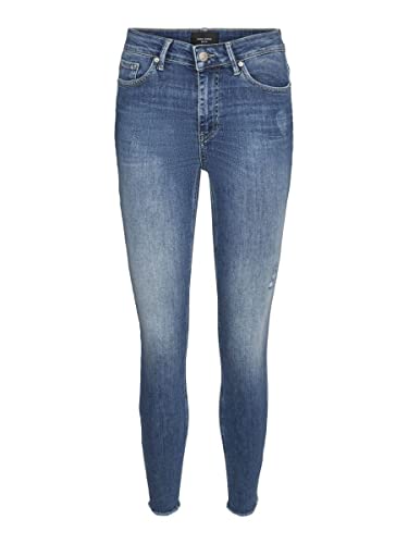 VERO MODA Damskie spodnie dżinsowe VMPEACH MR Skinny ANK Cut RI3104 NOOS Spodnie dżinsowe, Medium Blue Denim, M/34