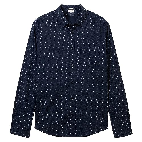 TOM TAILOR koszula męska, 30150 – granatowy wzór geometryczny, 3XL