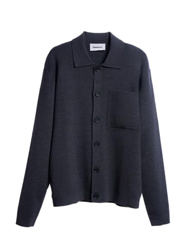 Diana Studio, Koszula męska z szarej dzianiny, wełna, Długie Rękawy, Rozmiar S, Regularne Fit, Szary, S