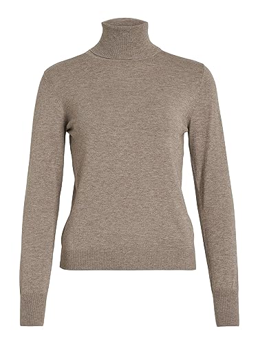 Vila Damski top z dzianiny z golfem, Brown Lentil, L