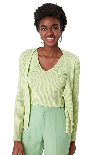 Trendyol Damski standardowy standardowy kardigan z dzianiny z dekoltem w serek, Miętowy, M