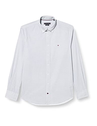 Tommy Hilfiger Cl-w Two Tone Print RF Koszula Męska, Biały/Th Navy, 37W