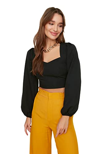 Trendyol Damska bluzka Trendyol Crop, czarna, 36 EU, czarny