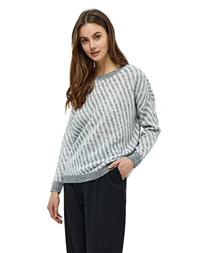 Minus Damski sweter z dzianiny, szary w paski, XXL