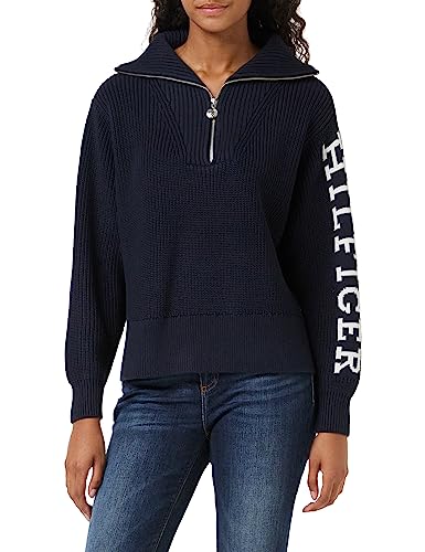 Tommy Hilfiger Damski sweter z zamkiem błyskawicznym 1/2, pustynne niebo, XXS, Pustynne niebo, XXS