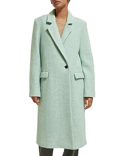 Scotch & Soda Damski płaszcz wełniany Green Melange Single Breasted Boucle Coat, Light Mint 0680, XS