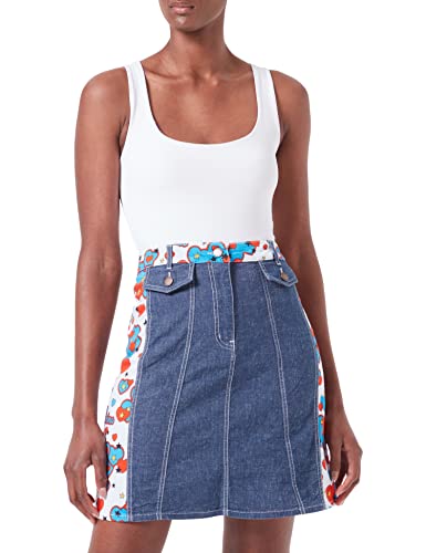 Love Moschino Damskie spodnie Indigo Linen Blend Stretch Denim, niebieski (Dark Blue Denim), 48