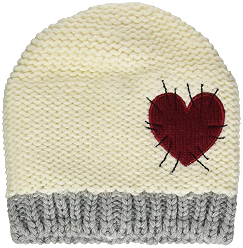 Sterntaler Dziewczęca czapka dziergana Czerwone serce Czapka, écru, 51 cm