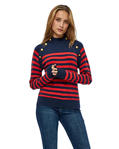 Peppercorn Damski sweter w paski Rosalia, granatowy w paski z lat 50., XS UK, 1550s granatowy pasek, XS