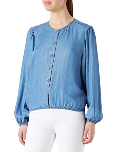 TOM TAILOR Denim Damski Bluzka z rękawami balonowymi 1030121, 10119 - Used Mid Stone Blue Denim, S