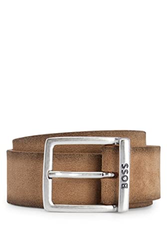BOSS Męski pasek Rudy-Sd Sz35 z kwadratową klamrą z zamszu, Brązowy, 110