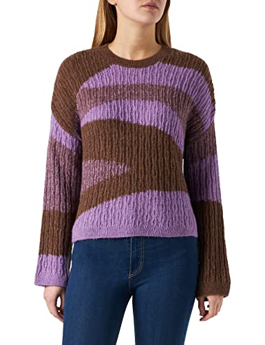 Sisley Damski sweter L/S 1268L101U, brązowy i fioletowy 902, S