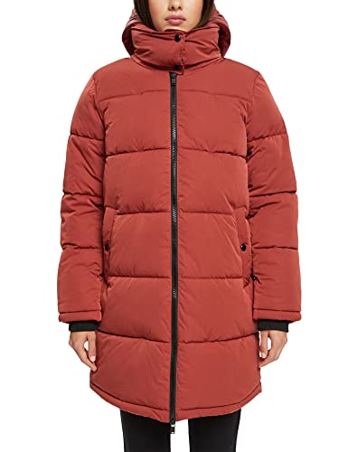 edc by Esprit Pikowany płaszcz z odpinanym kapturem, Terracotta, L