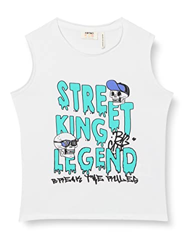Koton Slogan Czaszka Nadruk Tanktop mit Rundhalsausschnitt aus Baumwolle Dzianina, Weiß (000), 3-4 Jahre Chłopiec, Weiß (000)