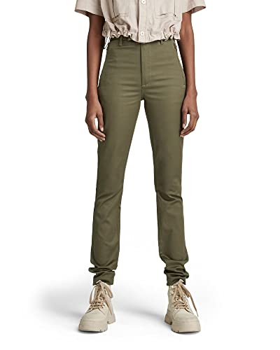 G-STAR RAW Damskie spodnie typu chino z wysokim stanem, Zielony (Shadow Olive C), 27W / 34L
