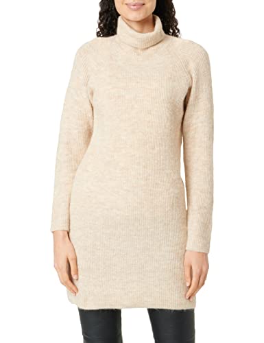 PIECES Damska sukienka PCELLEN LS HIGH Neck Knit Dress NOOS BC, White Pepper, L