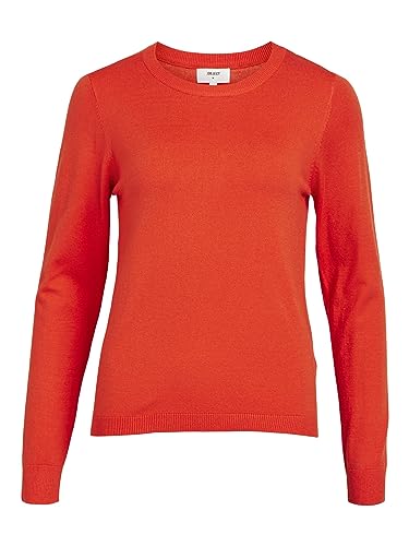 Object Damski sweter z dzianiny Objthess L/S O-Neck Knit Noos, Cherry Tomato/Szczegóły: melanż, S