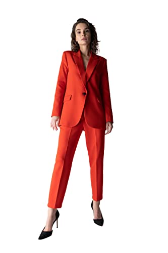 DeFacto Damskie spodnie do biegania z dzianiny na co dzień – standardowy krój, spodnie do joggingu, damskie spodnie do joggingu, dres do joggingu, czerwony, 34