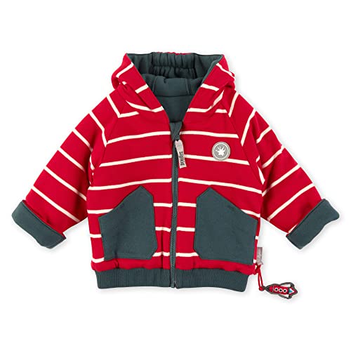 Sigikid Dwustronna kurtka dla chłopców z bawełny ekologicznej, antracytowa/czerwona, normalna