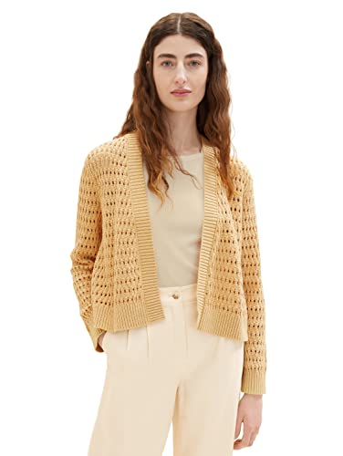 TOM TAILOR Damski 1036737 kardigan kurtka z dzianiny, 31648-Fawn beżowy, S, 31648 – Fawn Beige, S
