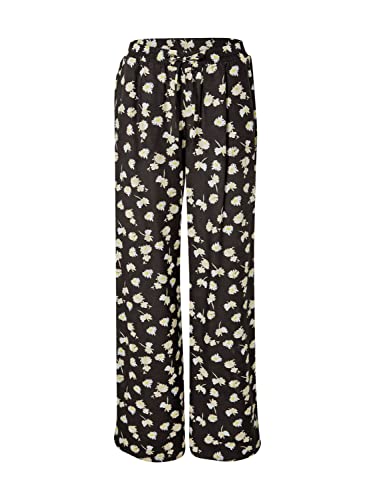 Taifun Damskie spodnie rekreacyjne Wide Leg H, Czarny wzór, 40 PL