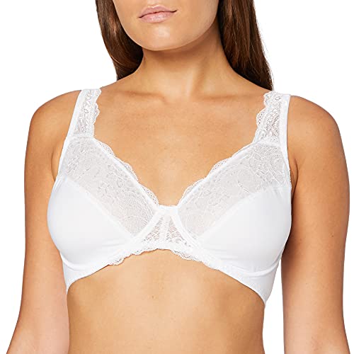 FM London Damski biustonosz z koronką z mikrofibry, biały, 75C