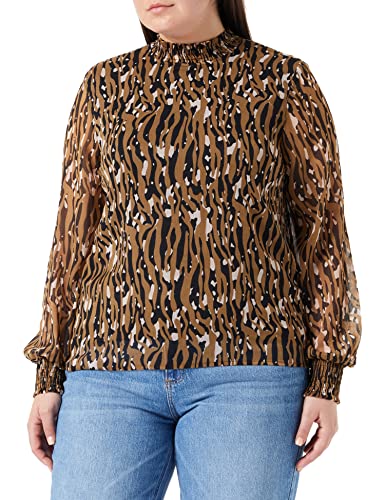 Vila Damska bluzka VIFALIA HIGH Neck L/S TOP/SU/LC, czarna/AOP:Ana, 36, Czarny/Aop: ana, 36