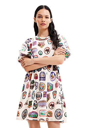 Desigual Damska sukienka casual, Wykończenie materiału, L