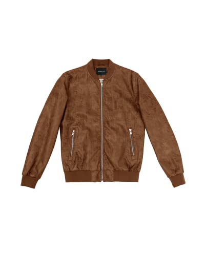 Gianni Lupo Męska kurtka bomber o wyglądzie skóry, brązowa, S/XXL, brązowy, S-XXL