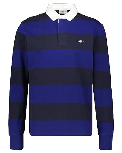 GANT Męski T-Shirt Reg Shield Barstripe Heavy Rugger, Rich Navy, M