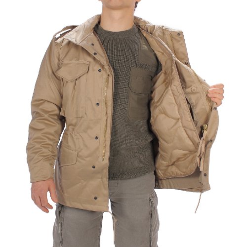 CamoOutdoor Męska kurtka polowa Classic M65 Army Combat Parka, BEŻOWY, S