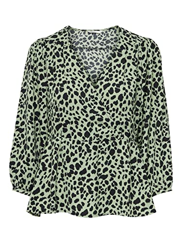 ONLY Women's ONLMASUMI 3/4 WRAP WVN NOOS Top, Agave Green/AOP: Black Spots, M, Agave Green/Aop:black Spots, M