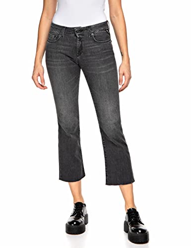 Replay Faaby Flare Crop Jeansy damskie, 096 Medium Grey, 33W / 26L