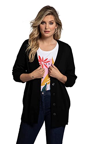 Ulla Popken Kardigany damskie guziki, czarny, 46