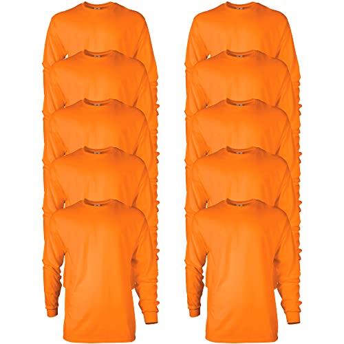 Gildan T-shirt Dla mężczyzn Bluzka z długim rękawem bawełniana Ultra, styl G2400 Pomarańczowy (Safety Orange) ,XL