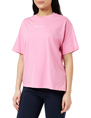 Champion Damska koszulka Legacy American Classics z małym logo oversize S/S, Gorący róż, L