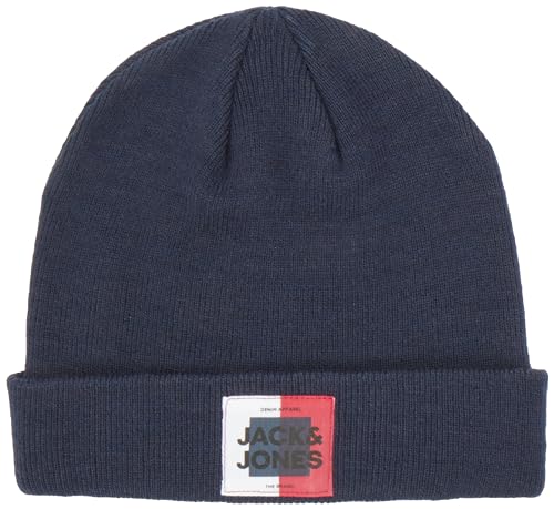 JACK&JONES JUNIOR Męska czapka z dzianiny Jacoscar Beanie Jnr, Navy Blazer, L-XL