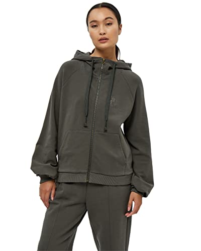 Beyond Now Damska bluza z kapturem Amber GOTS z zamkiem błyskawicznym, zieleń Beluga, M