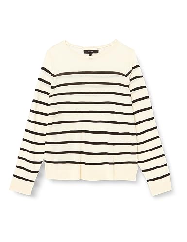 Bestseller A/S Damski sweter VMNOVA LS O-Neck GA NOOS, brzoza/paski: czarny, S, Birch/Stripes:black, S