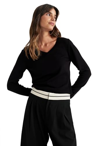 DeFacto Damski sweter Tricot, czarny, XS