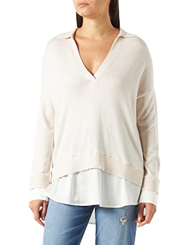 s.Oliver BLACK LABEL Damski sweter z długim rękawem Regular Fit Sweater, Off-White Melange, 38