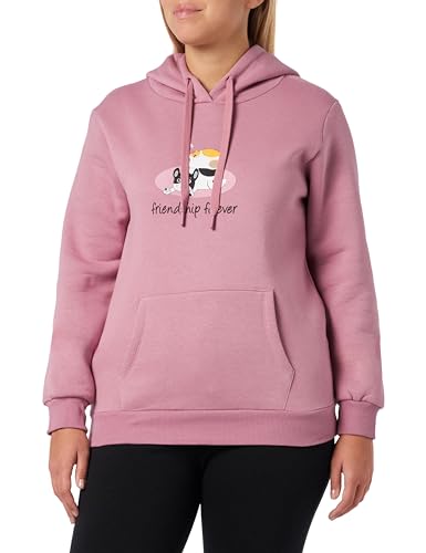 Koton Damska bluza z kapturem Kangaroo Pocket Detail Printed Long Sleeve Hoodie, różowy (258), m