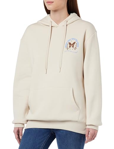 Koton Damska bluza kangaroo Pocket Detail Back Printed Oversized, beżowy (060), l